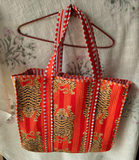 Bolsa tote acolchoada com estampa de tigre – Bolsa de algodão azul feita à mão – Bolsa tote com estampa de animal ousado comprar usado  Enviando para Brazil