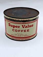 Vintage 1950’s Key Turn Super Value Metal Publicidade Lata de Café Vazia com Tampo comprar usado  Enviando para Brazil