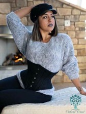 201 autêntico espartilho desossado de aço underbust Waspie 34 polegadas algodão preto comprar usado  Enviando para Brazil