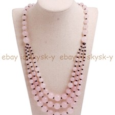 Colar em camadas de contas redondas de quartzo rosa natural 3 fileiras 4-12 mm 18-20"" comprar usado  Enviando para Brazil