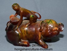 Estátua rara chinesa antiga esculpida em âmbar amarelo macaco porco Yuan Bao de 5,2 pol. comprar usado  Enviando para Brazil
