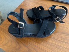 Black wedge sandals for sale  ORPINGTON