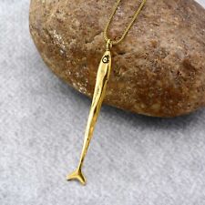 Berloque de peixe sardinha bronze dourado, pingente de berloque de peixe com corrente comprar usado  Enviando para Brazil