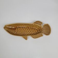 Usado, Prato de peixe vintage marrom esmalte cerâmica asiático Arowana marrom brilhante porção  comprar usado  Enviando para Brazil