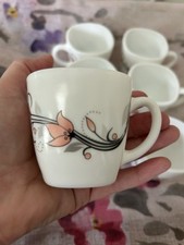 Conjunto de 6 xícaras de café espresso brancas vintage LA Opala com flores rosa/pêssego 2,5” X 2,5”, usado comprar usado  Enviando para Brazil