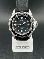 Seiko Scuba relógio de quartzo masculino mostrador preto data 38 mm aço inoxidável 7N35-600A comprar usado  Enviando para Brazil