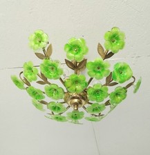 Candelabro de vidro verde Murano montagem embutida vintage floral lâmpada de teto comprar usado  Enviando para Brazil