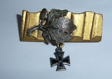 ALEMÃO - "Trench Art", Broche, com Mini Cruz de Ferro e Raminho de Carvalho Aplicado.  comprar usado  Enviando para Brazil