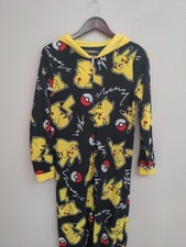Pijama Footie infantil Pokemon preto com zíper lã peça única com capuz - 14/16, usado comprar usado  Enviando para Brazil