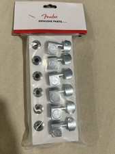 Sintonizadores originales Fender CROMADOS 6 en línea 2 pines Strat/Tele F Logo Máquinas segunda mano  Embacar hacia Mexico