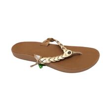 Usado, Sandálias femininas Sanuk Cosmic Yoga Joy trança metálica dourada flip flop 1126872 comprar usado  Enviando para Brazil