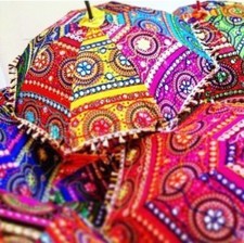Wholesale Lot of 10 PC Indian Embroidered Umbrella Cotton Sun Parasol Designer, używany na sprzedaż  Wysyłka do Poland