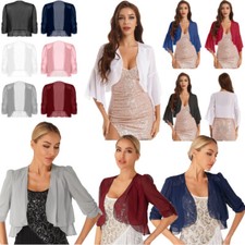 Usado, Jaqueta cardigã feminina de chiffon bolero noite de casamento frente aberta recortada comprar usado  Enviando para Brazil