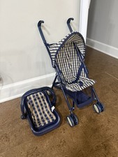 Carrinho de bebê xadrez azul vintage Tollytots Graco DOLL e assento de carro azul xadrez ursos comprar usado  Enviando para Brazil