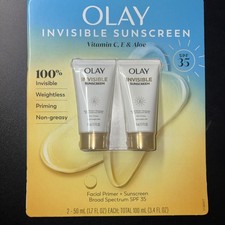 Protetor solar invisível Olay FPS 35 + primer 1,7 fl oz pacote com 2 vitaminas C, E e aloe, usado comprar usado  Enviando para Brazil