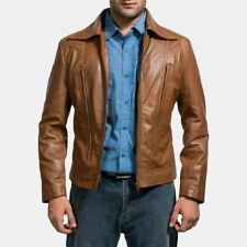 Novo Casaco Masculino Genuíno Couro de Cordeiro Puro Bombardeiro Motociclista Tamanho XL comprar usado  Enviando para Brazil