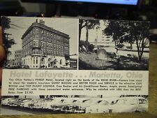 Cartão postal antigo G5 MARIETTA OHIO hotel ponte Lafayette banco de pedra de moinho carros autos, usado comprar usado  Enviando para Brazil