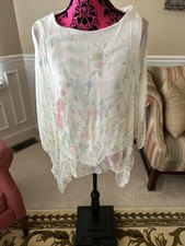 Usado, Poncho Viola Borghi em camadas de seda floral top L macio estilo comprar usado  Enviando para Brazil