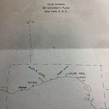 NILS OHMAN Escrito à Mão MAPA & Nota ESTACIONÁRIO “86 University Place” NYC Lagos comprar usado  Enviando para Brazil