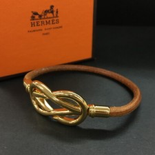 Pulseira de couro HERMES Atame tom dourado marrom/4BE0662 comprar usado  Enviando para Brazil