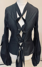 Blusa preta YSL by Tom Ford gravata fita FR34 Y2K – Peça de arquivo rara comprar usado  Enviando para Brazil