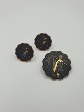 Japanese damascene brooch for sale  LEEDS