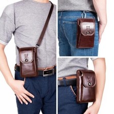 Usado, Bolsa carteira cinto masculina couro ombro único bolsa carteiro 6" cinto bolsa telefone comprar usado  Enviando para Brazil