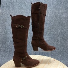 Botas Schuler & Sons Femininas 6,5 M de Altura Equitação Marrom Fivela Alça Joelho Alto Bloco comprar usado  Enviando para Brazil