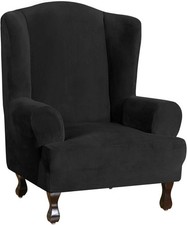 Capa de cadeira asa veludo preto poltrona tecido elastano ultra macio encosto asa comprar usado Capa de cadeira asa veludo preto poltrona tecido elastano ultra macio encosto asa comprar usado  Enviando para Brazil