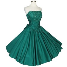 Usado, Vestido de festa vintage anos 80 50 verde sem alças lantejoulas tafetá saia completa formatura XS comprar usado  Enviando para Brazil