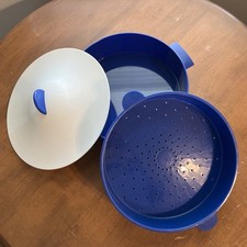 Micro-vapor Tupperware vintage 3 peças azul micro-ondas legumes 3066A-4 EUA comprar usado  Enviando para Brazil