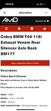 Cobra bmw f40 for sale  BIRMINGHAM