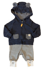 Jaqueta Carters bebê recém-nascido menino calça cachorro listra azul bolsos com capuz zíper comprar usado  Enviando para Brazil