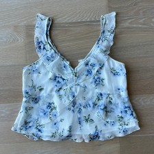 Usado, Blusa Abercrombie & Fitch sem mangas floral babado branco azul verde grande ano 2000 comprar usado  Enviando para Brazil