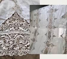 TOALHA DE MESA antiga bordada MADEIRA banquete renda filé lavish guipure década de 1930-40, usado comprar usado  Enviando para Brazil