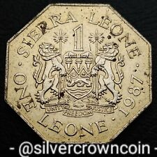 Serra Leoa 1 Leoa 1987. KM#43. Moeda octógono de um dólar. Dr. J.S. Momoh. SL comprar usado  Enviando para Brazil