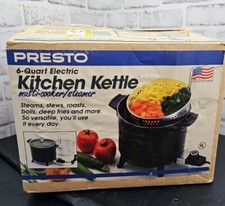 Chaleira elétrica NOS Presto 6 quartos multicooker/fritadeira a vapor #6000 preta comprar usado  Enviando para Brazil