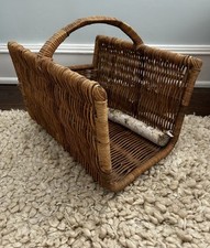 Cesta de vime vintage de madeira lareira lareira revista fazenda BOHO comprar usado  Enviando para Brazil