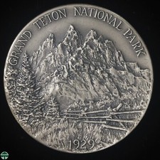 Medalha de prata fina 1,1 tr oz ASW 0,999 - 1929 Grand Teton National Park comprar usado  Enviando para Brazil