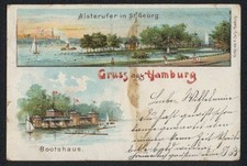 Lithographie hamburg bootshaus gebraucht kaufen  Berlin