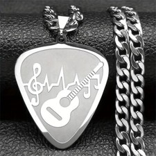 Collar de púa de guitarra Rock muisc punk patrón de notas de acero inoxidable segunda mano  Embacar hacia Mexico