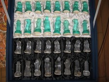 Conjunto de xadrez vintage boêmia azul fosco e clareira vidro animais marinhos comprar usado  Enviando para Brazil