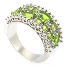Usado, Deslumbrantes anéis de prata femininos peridoto verde branco CZ festa 6,25 comprar usado  Enviando para Brazil