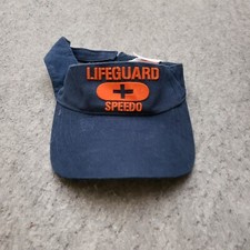Usado, Boné Speedo chapéu viseira masculino tamanho único azul laranja alça externa salva-vidas traseiro A1 comprar usado  Enviando para Brazil