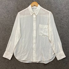 Usado, Blusa de seda Zara feminina S pequena branca manga longa transparente botão frontal camisa 48014 comprar usado  Enviando para Brazil