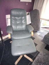 Green leather swivel for sale  LONDON