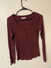 Usado, Blusa Abercrombie & Fitch Henley manga longa marrom média sólida comprar usado  Enviando para Brazil