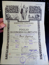 1951 foglio congedo usato  Albenga