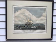 Gravura colorida à mão “pesca de baleias do mar do sul” após W.J. Huggins, usado comprar usado  Enviando para Brazil