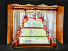 Cortinas florais Cottagecore década de 1970 JC Penney | Painéis de cozinha retrô com babado laranja comprar usado  Enviando para Brazil